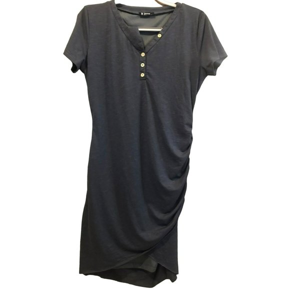 BTFBM SS Rushed T-Shirt Dress Unique Collar Sz L Gray Heather - Picture 1 of 8